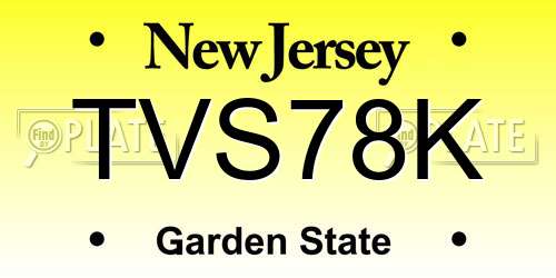 TVS78K New Jersey License Plate