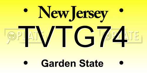 TVTG74 New Jersey License Plate