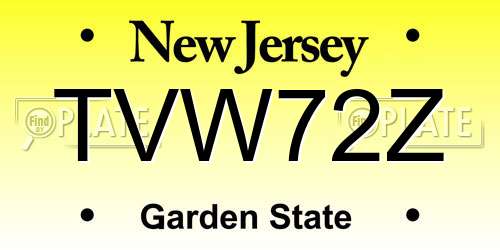 TVW72Z New Jersey License Plate