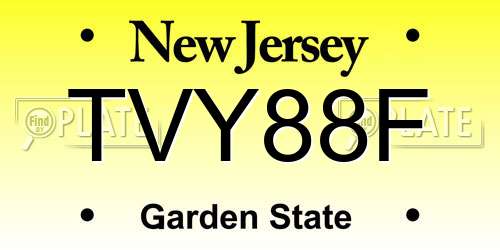 TVY88F New Jersey License Plate