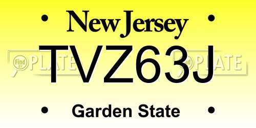 TVZ63J New Jersey License Plate