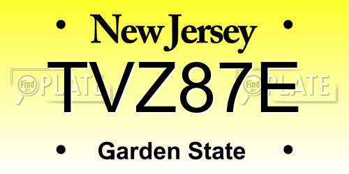 TVZ87E New Jersey License Plate