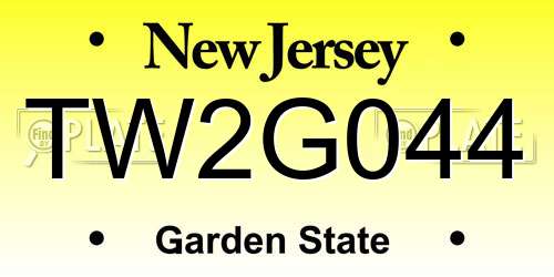 TW2G044 New Jersey License Plate