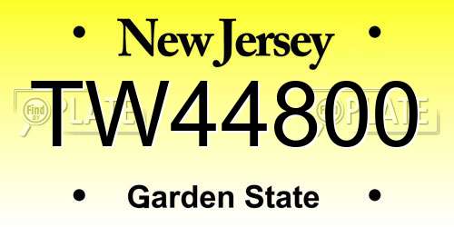 TW44800 New Jersey License Plate