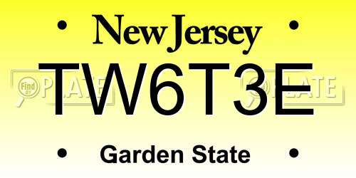TW6T3E New Jersey License Plate