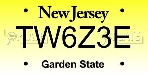 TW6Z3E New Jersey License Plate