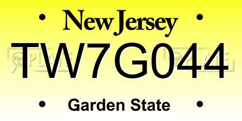 TW7G044 New Jersey License Plate