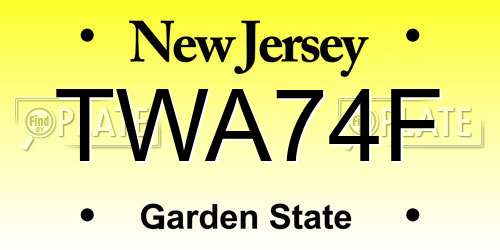 TWA74F New Jersey License Plate