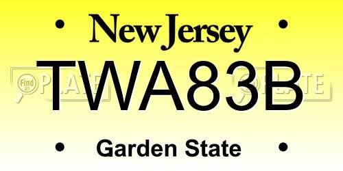 TWA83B New Jersey License Plate