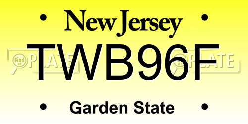 TWB96F New Jersey License Plate