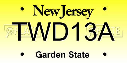 TWD13A New Jersey License Plate