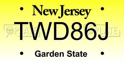 TWD86J New Jersey License Plate