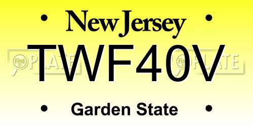 TWF40V New Jersey License Plate