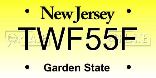 TWF55F New Jersey License Plate