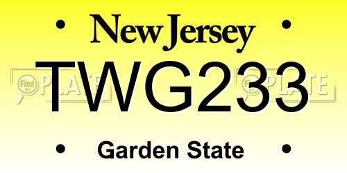 TWG233 New Jersey License Plate