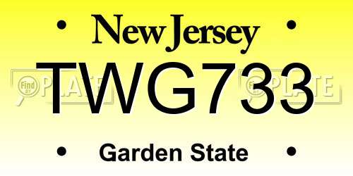 TWG733 New Jersey License Plate