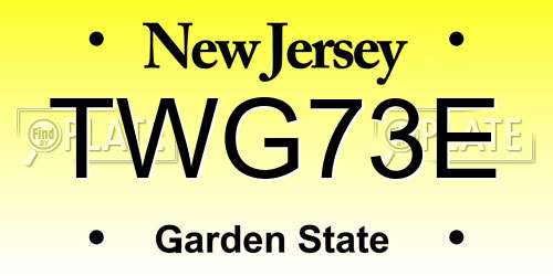 TWG73E New Jersey License Plate