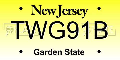 TWG91B New Jersey License Plate