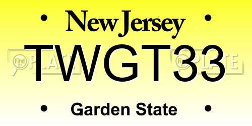 TWGT33 New Jersey License Plate