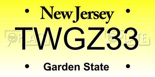 TWGZ33 New Jersey License Plate