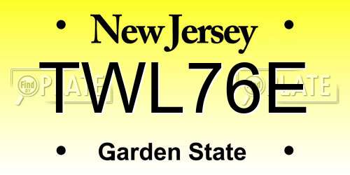 TWL76E New Jersey License Plate