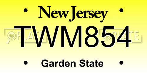TWM854 New Jersey License Plate