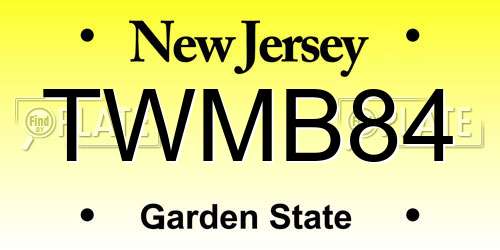 TWMB84 New Jersey License Plate