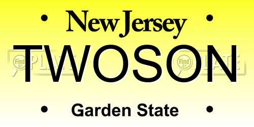 TWOSON New Jersey License Plate