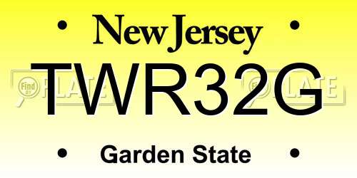 TWR32G New Jersey License Plate