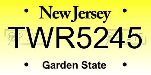 TWR5245 New Jersey License Plate