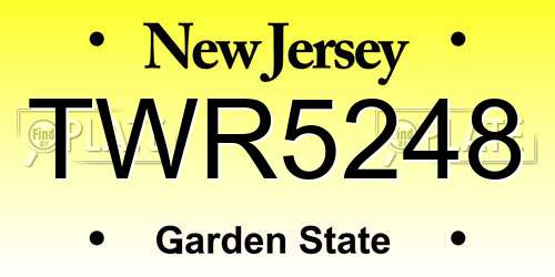 TWR5248 New Jersey License Plate
