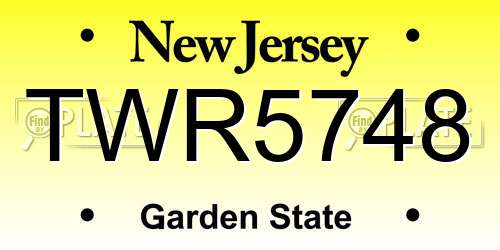TWR5748 New Jersey License Plate