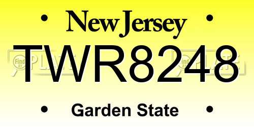 TWR8248 New Jersey License Plate