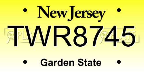 TWR8745 New Jersey License Plate