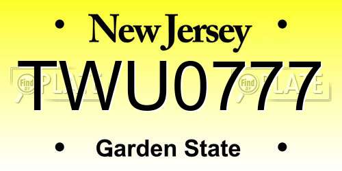 TWU0777 New Jersey License Plate