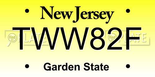 TWW82F New Jersey License Plate