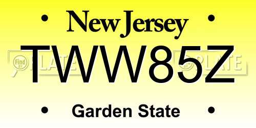 TWW85Z New Jersey License Plate