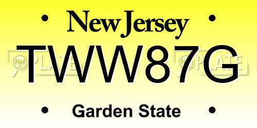 TWW87G New Jersey License Plate