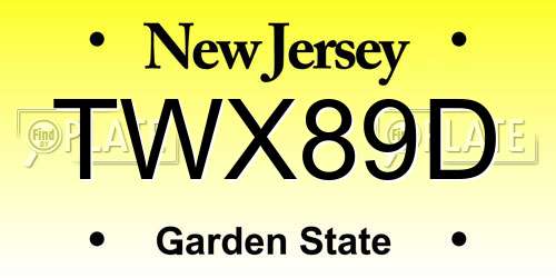 TWX89D New Jersey License Plate