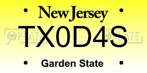 TX0D4S New Jersey License Plate