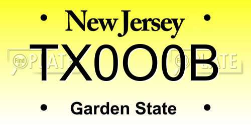 TX0O0B New Jersey License Plate