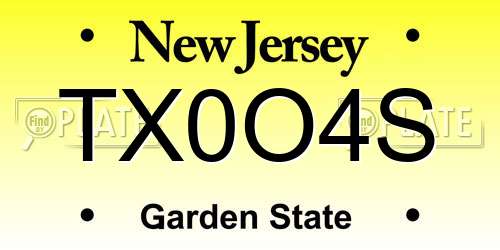 TX0O4S New Jersey License Plate