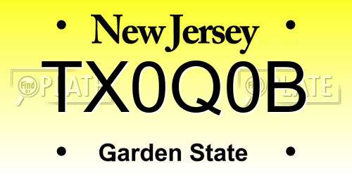 TX0Q0B New Jersey License Plate