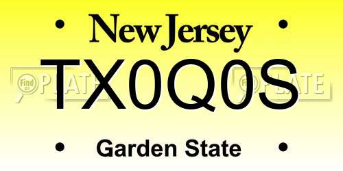 TX0Q0S New Jersey License Plate