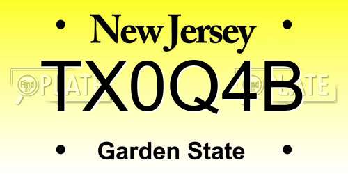 TX0Q4B New Jersey License Plate