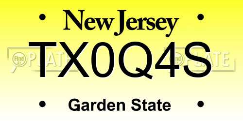 TX0Q4S New Jersey License Plate