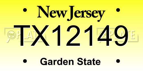 TX12149 New Jersey License Plate