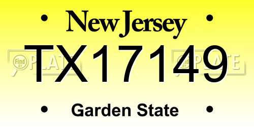 TX17149 New Jersey License Plate