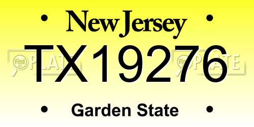 TX19276 New Jersey License Plate