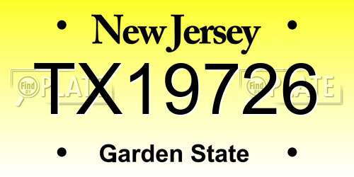 TX19726 New Jersey License Plate